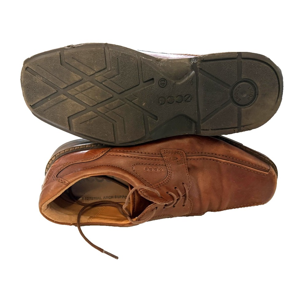 ECCO Comfort System Shoes Mens Size 9.5 Brown Leather Arch Support Dress Work